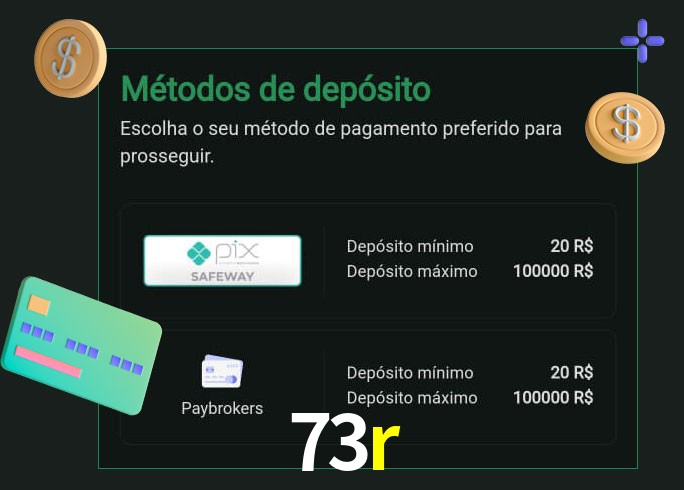 O cassino 73r oferece uma grande variedade de métodos de pagamento